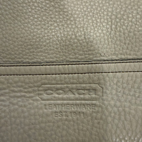 Vintage Coach Handbag White Leather Pebbled Shoulder Tote Shopper Style 5715 - Picture 8 of 9